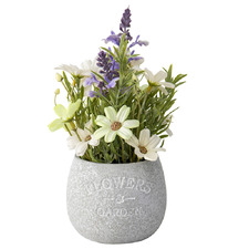 22cm Porto Potted Faux Lavender & Daisy Bunch