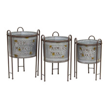 3 Piece Plasad Planter with Stand Set