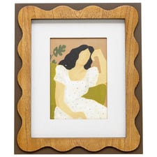 Sitting Lady in White Dress Framed Canvas Wall Art