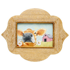 Cow with Daisies Framed Wall Art