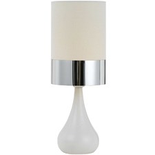 41cm Chrome Band Nalada Ceramic Table Lamp