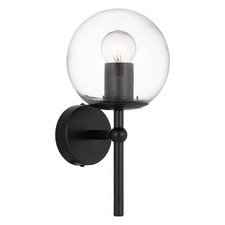 Black Ria 1 Light Metal & Glass Wall Lamp