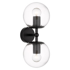 Breyer Black Iron & Glass 2-Light Wall Light