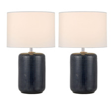 39cm Sanders Ceramic & Fabric Table Lamps (Set of 2)