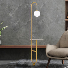 Dorado Iron & Marble Opal Glass Floor Lamp