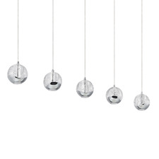 Elettra Glass & Stainless Orb 5 Light LED Linear Pendant