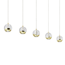 Elettra Glass & Stainless Orb 5 Light LED Linear Pendant