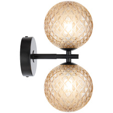 Calista Iron & Amber Diamond Glass 2 Light Wall Sconce