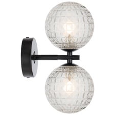 Calista Iron & Diamond Glass 2 Light Wall Sconce
