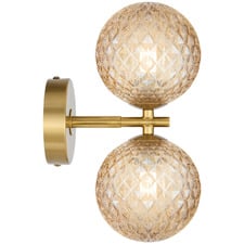 Calista Iron & Amber Diamond Glass 2 Light Wall Sconce