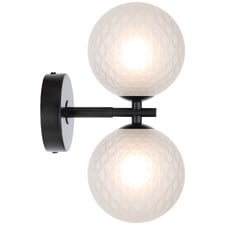 Calista Iron & Frosted Diamond Glass 2 Light Wall Sconce