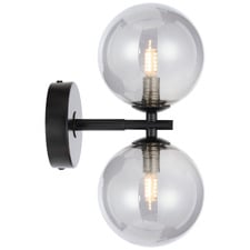 Calista Iron & Smoked Glass 2 Light Wall Sconce