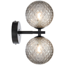 Calista Iron & Smoked Diamond Glass 2 Light Wall Sconce