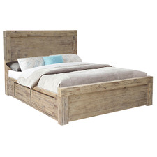 Natural Gowther Acacia Wood Bed with 4 Drawers