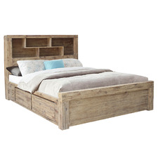 Annabelle Acacia Wood Bed with Bookcase & 4 Drawers