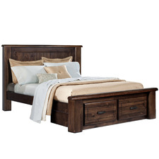 Dark Brown Merlin Wooden Bed with 2 Drawers