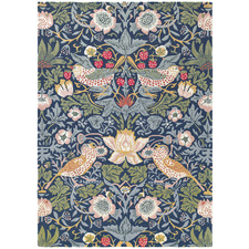 Indigo Floral Strawberry Thief Hand-Tufted Wool Rug