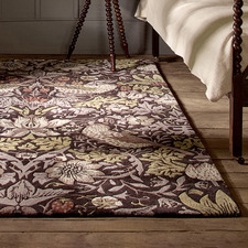 Grape Strawberry Thief Hand-Tufted Pure New Wool Rug