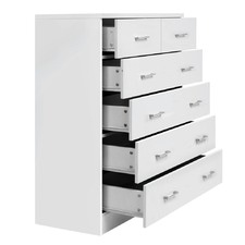 White Robyn 6 Drawer Tallboy Bedroom Storage