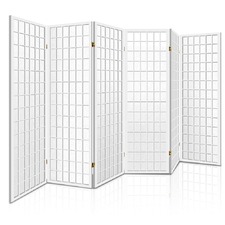 6 Panel White Keiko Pine Wood Room Divider