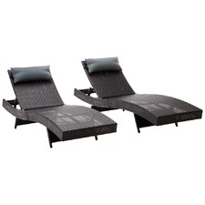 Barcelona PE Wicker Outdoor Sun Lounges (Set of 2)