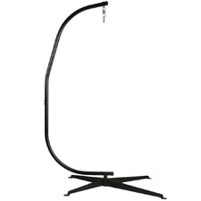 Black C-Frame Steel Outdoor Hammock Stand