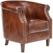 Chocolate Mossberg Leather Tub Chair