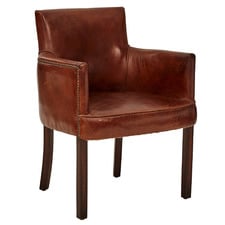 Dark Brown Hiero Aged Leather Armchair