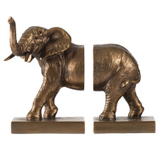 2 Piece Bronze Diante Elephant Bookends Set
