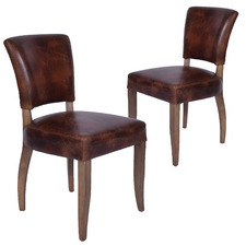 (Set of 2) Levi Waxed Leather Dining Chairs