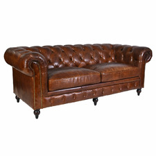 Hendry 3.5 Seater Aged Leather Sofa