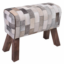68cm Travie Patch Cowhide Leather Accent Stool