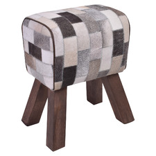Travie Patch Cowhide Leather Accent Stool