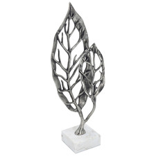 Leaf Duo Aluminium & Marble Sculpture