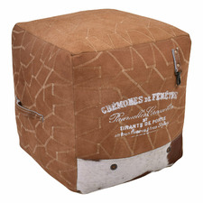 Travie II Square Cowhide Leather Ottoman