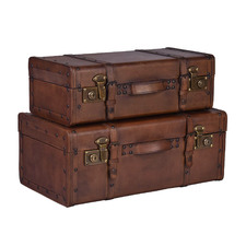 2 Piece Truscott Leather Trunk Set