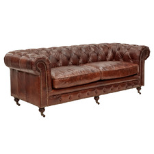 Chesterfield Cristy 3 Seater Aged Cowhide Leather Sofa