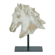 Isaac Horse Head on Iron Base Statue