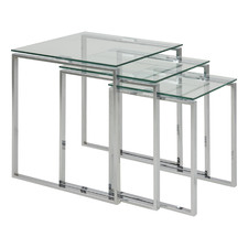 clear glass and chrome nest of tables