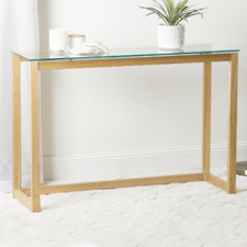 Flora Pine Wood & Glass Console Table