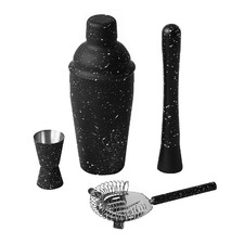 4 Piece Black Stainless Steel Cocktail Kit