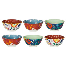 6 Piece Floral Polish 15.5cm Porcelain Soup Bowl Set