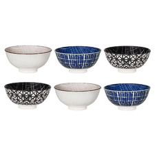 6 Piece Wabisabi 12cm Porcelain Rice Bowl Set