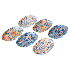 6 Piece Moroccan 15.5cm Porcelain Oval Platter Set