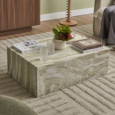 Mara Rectangular Marble-Look Coffee Table