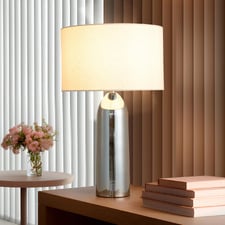 Tristan Chrome Iron & Linen Table Lamp