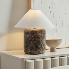 Callie Cocoa Linen & Marble Table Lamp