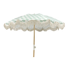 2m Sage Check Luxe Beach Umbrella