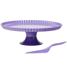 2 Piece Lavender Deluxe Cake Stand & Cake Knife Set