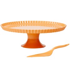2 Piece Apricot Deluxe Cake Stand & Cake Knife Set